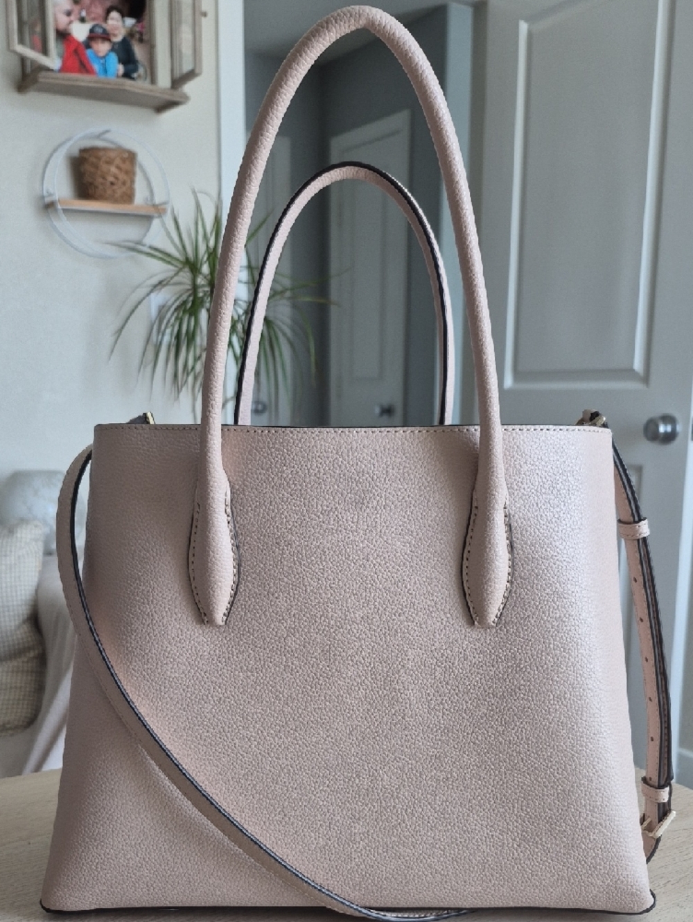 Kate Spade Medium Eva Satchel Pebbled Leather Tote Bag in Light Blush - Picture 3 of 9